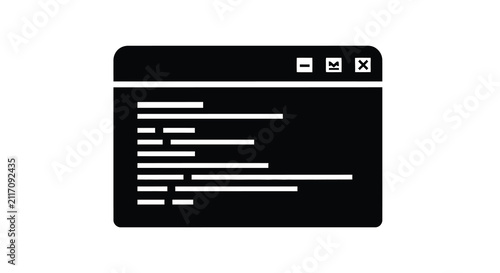 Konstfotografi Window Interface Silhouette With Code Lines Flat Black And White