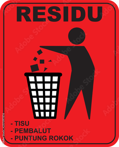 Residual Waste Bin Sign with Disposal Instructions