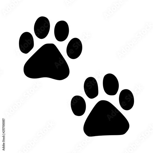 dog or cat paw prints silhouette illustration isolated on white background