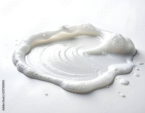 White Foamy Soap Bubbles Texture Spilled on a Smooth Clean Surface