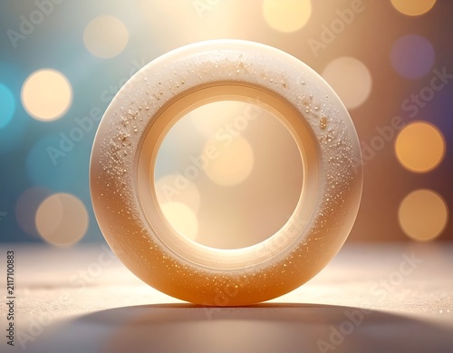 Elegant Minimalist Ring with Glittering Texture on Soft Warm Bokeh Background