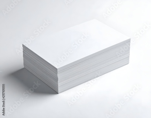Stack of Blank White Paper Sheets Isolated on a Plain White Background