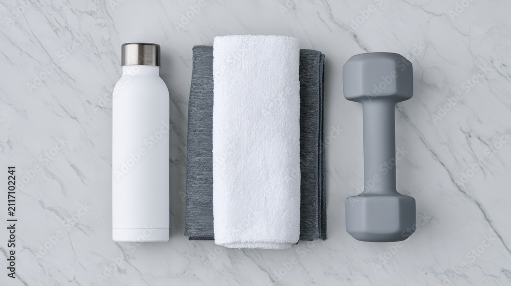 Obraz premium Flatlay of unbranded gym essentials.