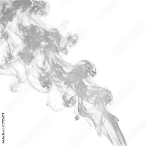 White smoke wisps with swirling patterns isolated on transparent background