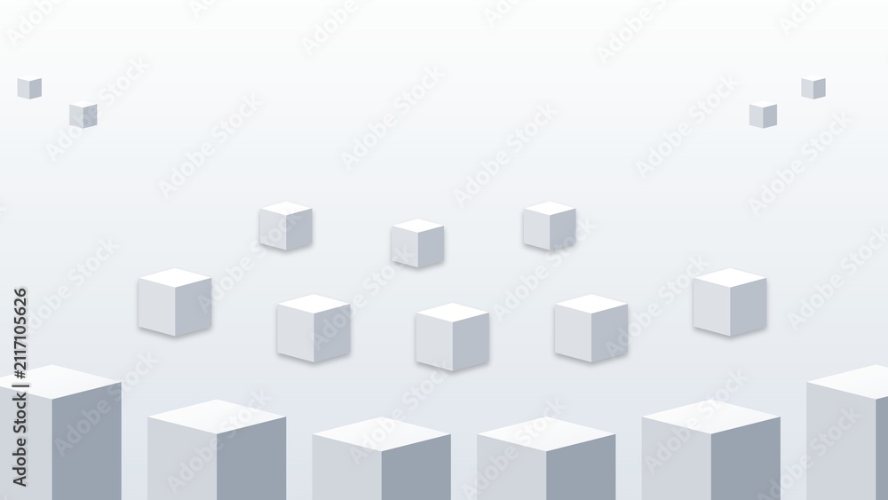 Fototapeta premium Minimalist White Geometric 3D Cubes Abstract Background