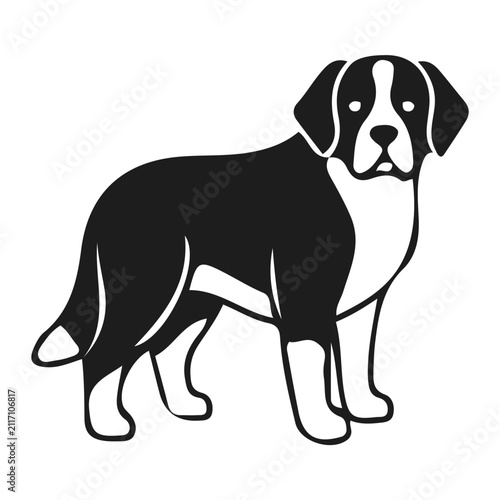 Fotografie St Bernard dog vector illustration for Swiss national day symbol