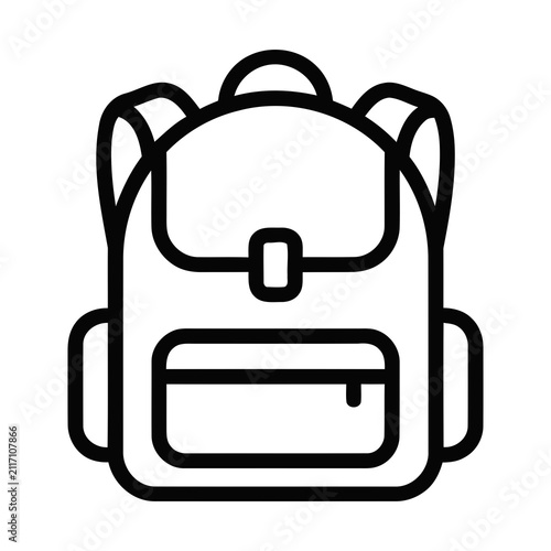 фотографія Outline Style Backpack School Bag College Travel Camping Rucksack Icon