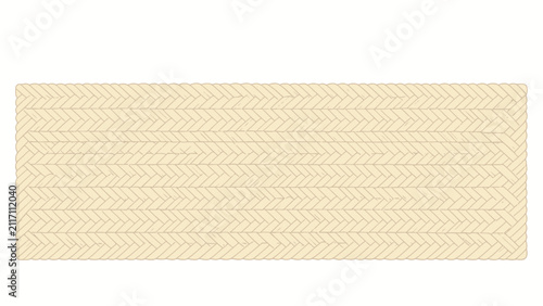 Beige Woven Placemat with Herringbone Pattern and Braided Border Design