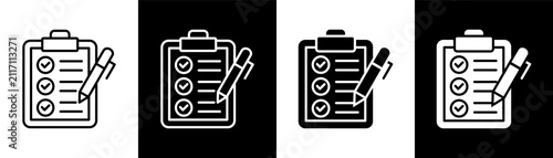 To Do List white and black icon set design