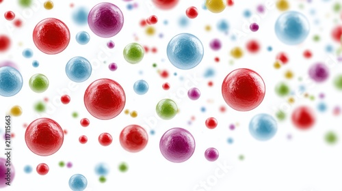 Colorful Bubbles: A vibrant and playful collection of colorful spherical objects float and swirl, creating a whimsical and dynamic visual display. Each bubble, rendered in various sizes and hues.