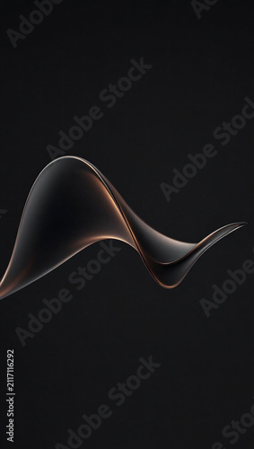 Smooth 3D Abstract Curved Wave AMOLED Wallpaper with Glowing Copper Orange Accent