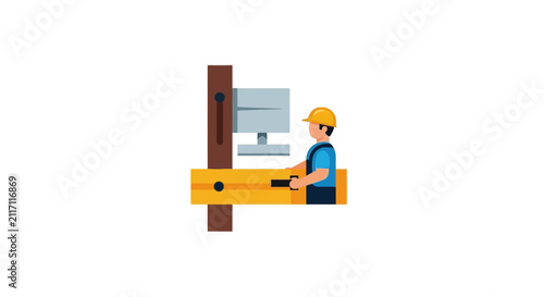 Принти на полотні Industrial worker operating computerized machinery in a factory