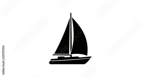 Fotografie Minimalist black sailboat silhouette with tall sails