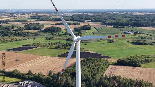 Aerial drone view of eco friendly electricity generation