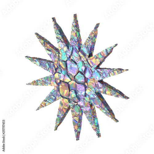 Abstract Iridescent Crystal Star Shape with Geometric Facets