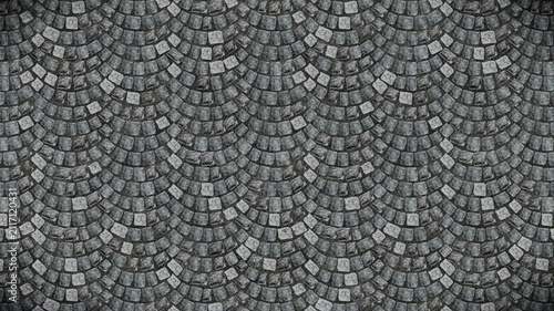 Rustic grey cobblestone pattern forms an infinite loop texture background.