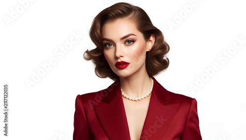 Beautiful Brunette Woman Beauty Portrait with Natural Makeup Radiant Skin Expressive Eyes and Elegant Studio Fashion Style
