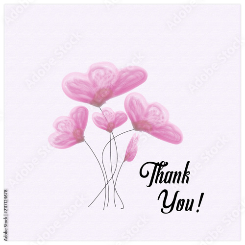 Elegant Pink Floral Thank You Greeting Card Template