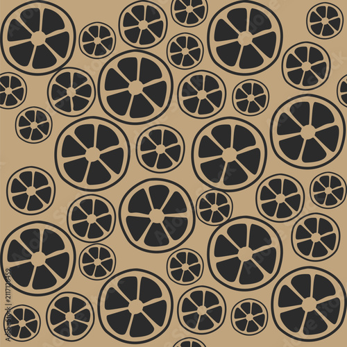 seamless citrus slice silhouette pattern