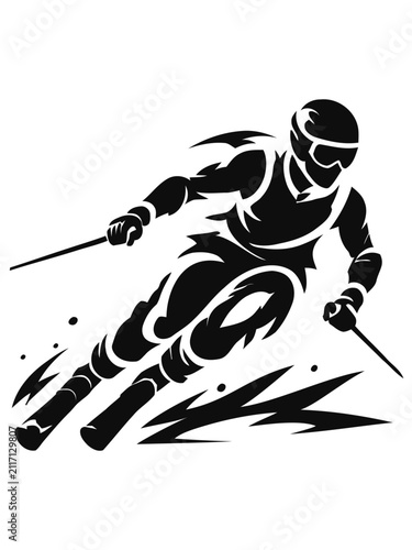 Abstract Alpine Skier Silhouette Vector Illustration