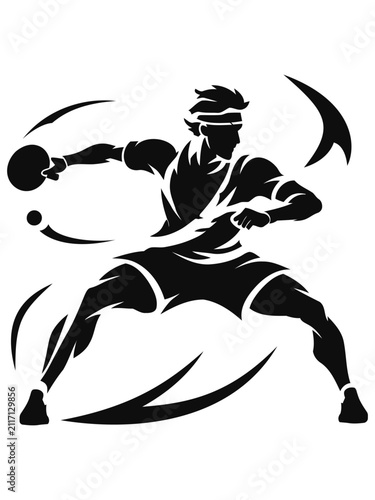 Abstract Table Tennis Player Silhouette Vector Illustration
