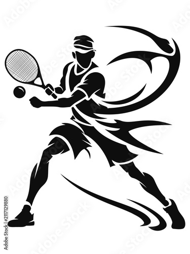 Abstract Tennis Player Silhouette Vector Illustration