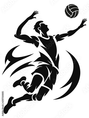 Abstract Volleyball Player Silhouette Vector Illustration