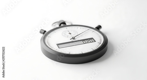 Black stopwatch showing time on white background with stopwatch