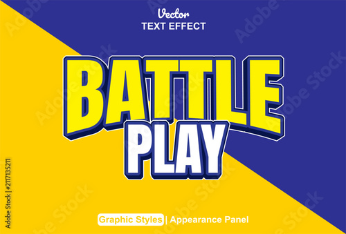 Text effect editable yellow blue background featuring bold white and black typography.