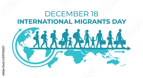 Silhouettes of walking people with luggage on a world map vector illustration