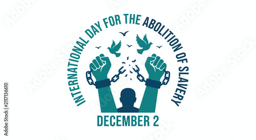 Fotografía Broken chains and flying birds a vector illustration for international abolition