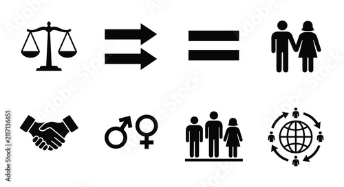 Equality And Diversity Icons Flat Vector Illustration On White Background