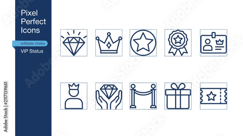 Bild auf Leinwand Elegant line icons symbolizing prestige, luxury, and exclusivity — modern vector style for premium branding, membership, and elite recognition visuals