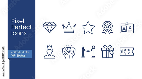 Canvastavla Elegant line icons symbolizing prestige, luxury, and exclusivity — modern vector style for premium branding, membership, and elite recognition visuals