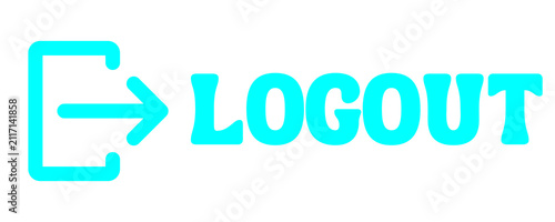Foto Aqua Logout Button Icon Isolated on Transparent Background PNG Sign Out Vector S