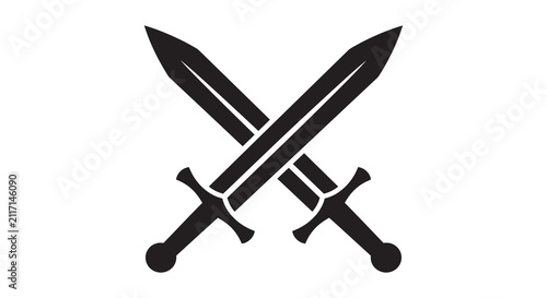 Bild auf Leinwand Crossed Swords Silhouette Against White Background blades