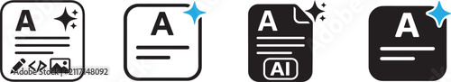 AI prompt text icon for artificial intelligence input, chatbot commands and smart writing vector symbol.