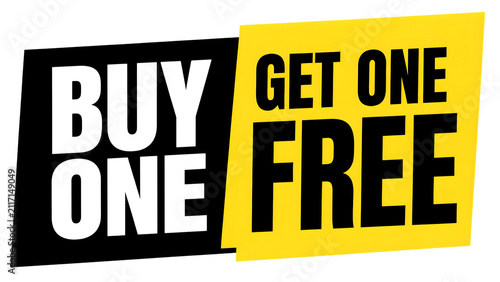 Minimalist buy one get one free marketing banner design isolated on transparent background for retail sale