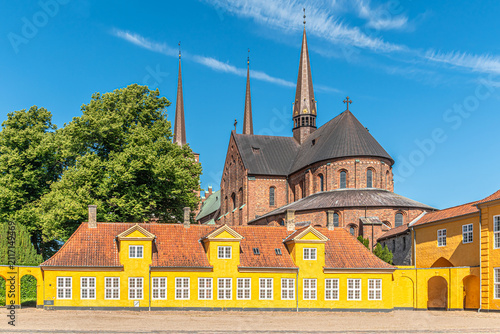 View at the Royal palace in the streets of Roskilde in Denmark