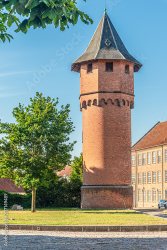 View at the Water tower in the streets of Nykobing Falster - Denmark