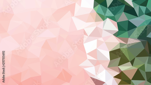 Soft Pink and Green Low Poly Geometric Background for Beauty Branding, Wedding Invitation and Website Banner