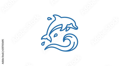 Konstfotografi Playful dolphin jumping over stylized ocean wave.