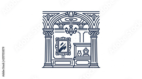 Konstfotografi Ornate classical architectural facade illustration.