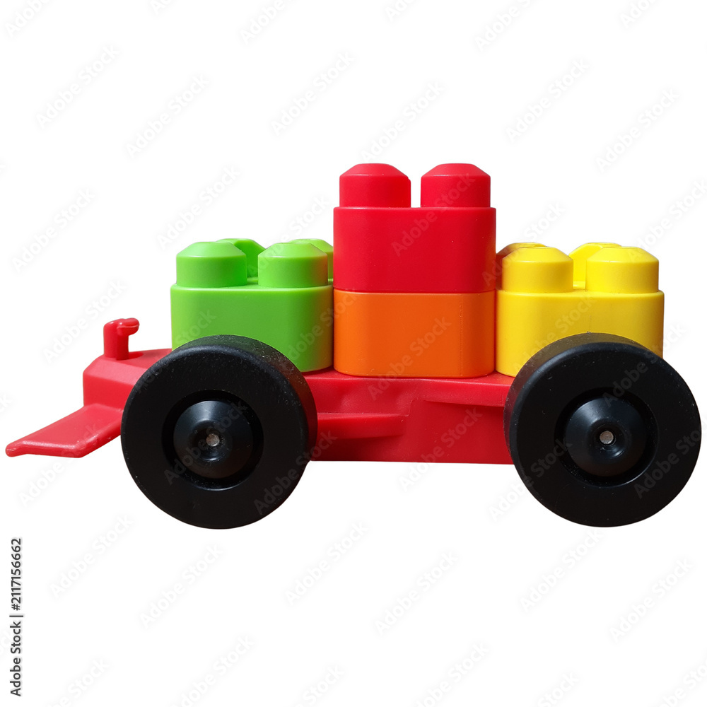 Naklejka premium Toy Train, Educational Plastic Building Blocks Set For Kids