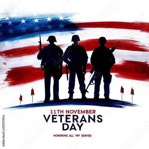 Veterans Day Tribute with American Flag and Honoring Military Heroes