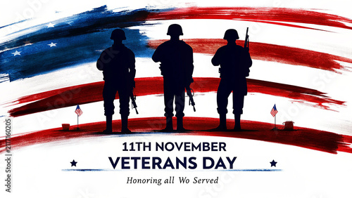 Veterans Day Tribute with American Flag and Honoring Military Heroes