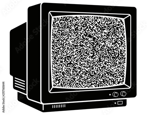 Retro television set displaying static interference a nostalgic visual representation of analogue broadcast signal disruption and the absence of received transmission evoking a dated technological aes