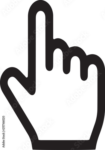 Hand touch icon vector illustration with a simple black outline on a white background finger
