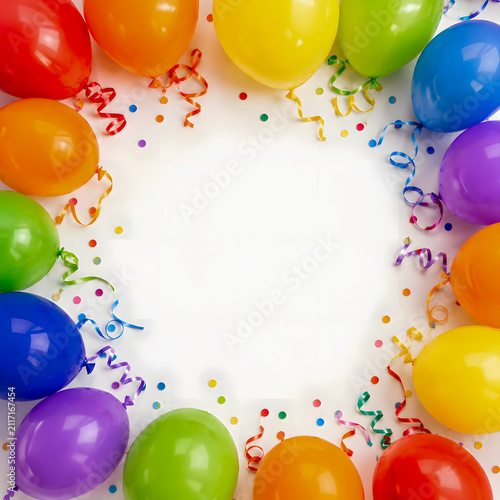 Colorful balloons in circular arrangement for festive celebration  