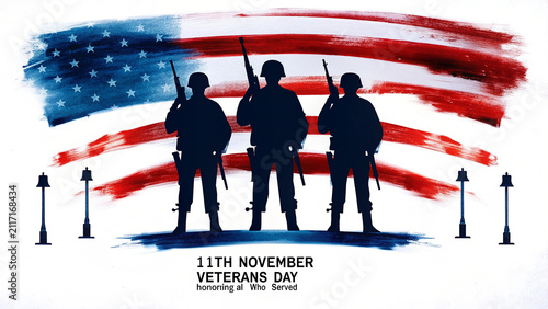 Veterans Day Tribute with American Flag and Honoring Military Heroes